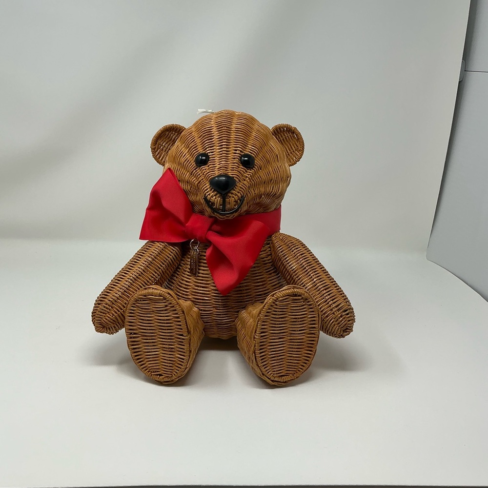 RARE NEW Kate Spade Wicker Teddy Bear Purse